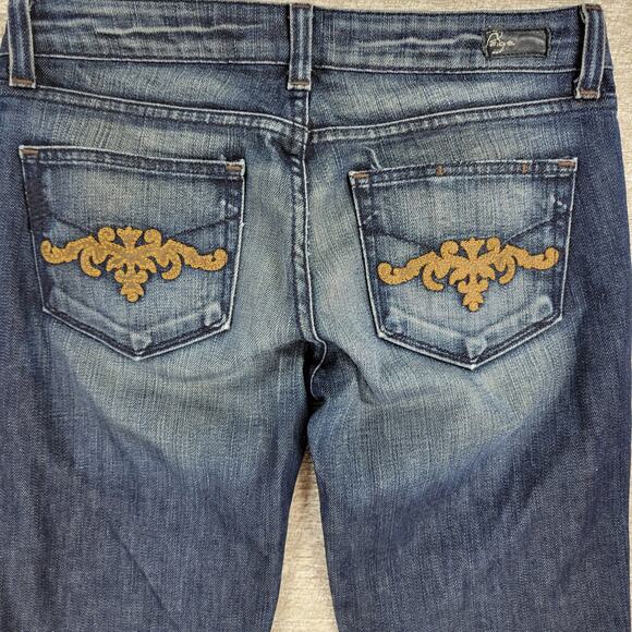 VTG Paige Laurel Canyon Jeans Womens 28x29 Blue‎ Low Rise Stretch Bootcut Y2K - Picture 1 of 15